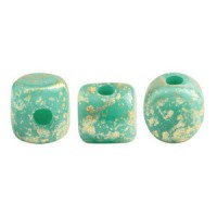 Les perles par Puca® Minos Perlen Opaque green turquoise splash 63130/94401